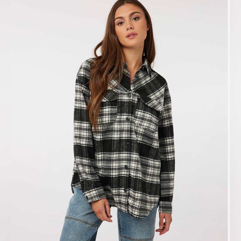 Ardene Plaid Long Sleeves Oversized Shirt /Size: S /NWT